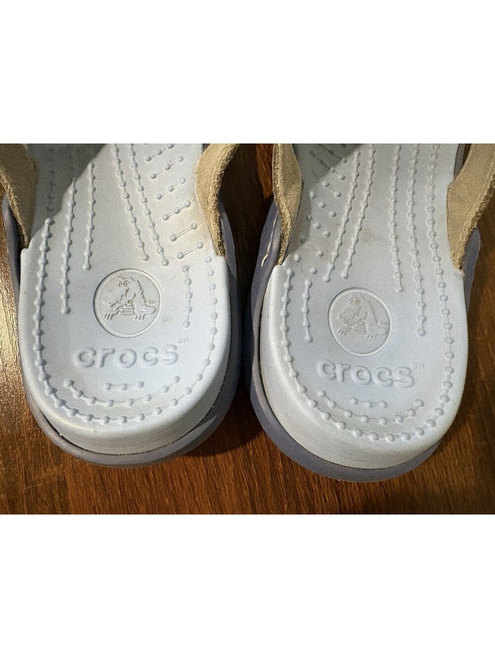 CROCS Blue with Gray Strap Flip Flop Sandals size 8 - Picture 5 of 10